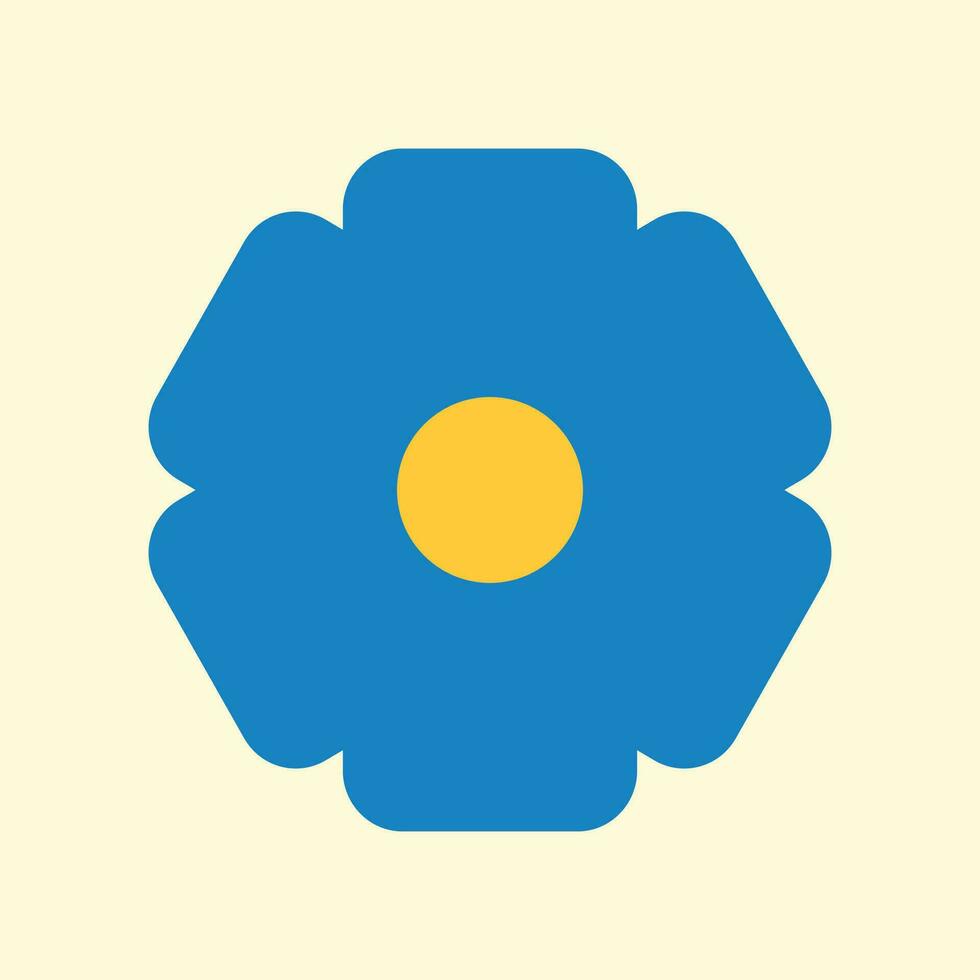 schattig minimalistisch blauw bloem in wijnoogst stijl Aan een licht achtergrond. vector plein poster in jaren 70, 80s retro stijl. nostalgie, bloemen motieven, eenvoud.