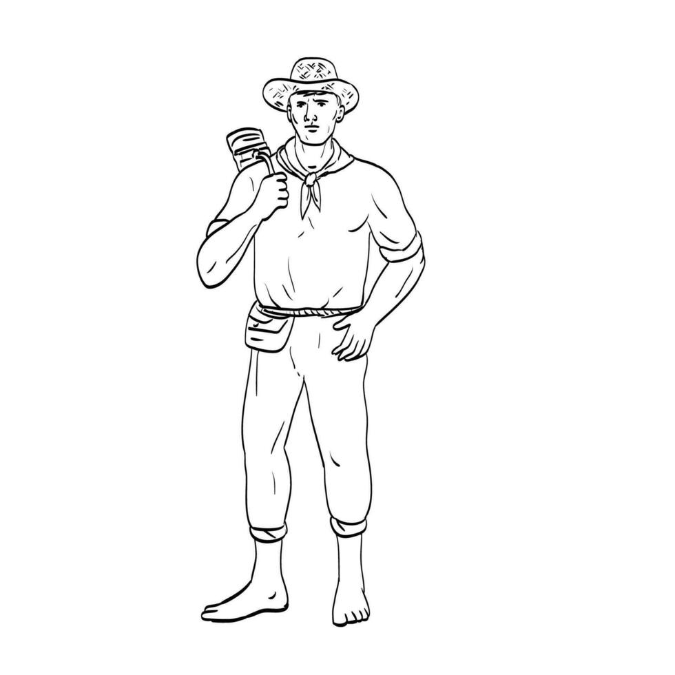 mannetje Filipijns boer staand voorkant visie comics stijl tekening vector