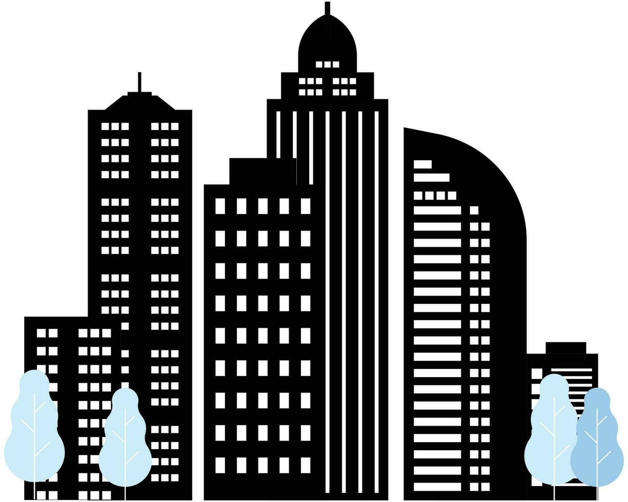 zwart stad gebouw vector illustratie