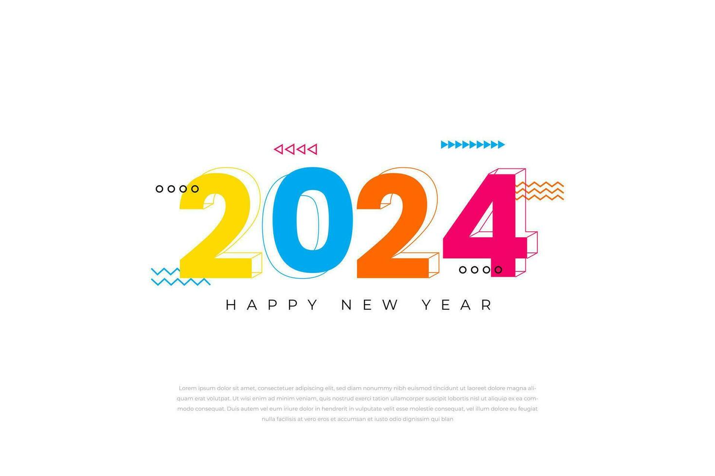 gelukkig nieuw jaar 2024. feestelijk realistisch decoratie. vieren 2024 partij Aan een donker achtergrond vector