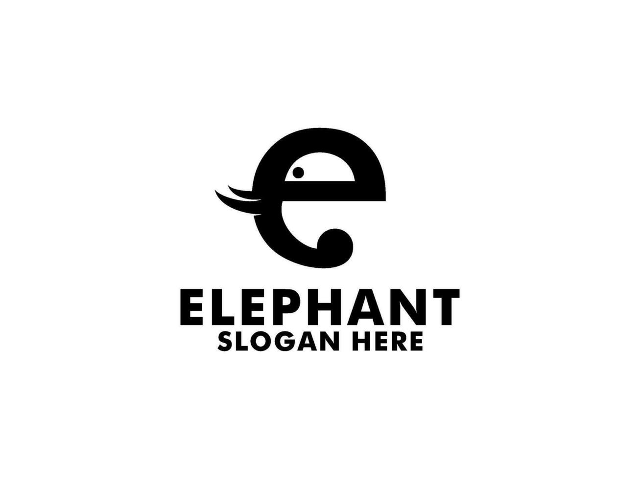 olifant met brief e logo ontwerp vector