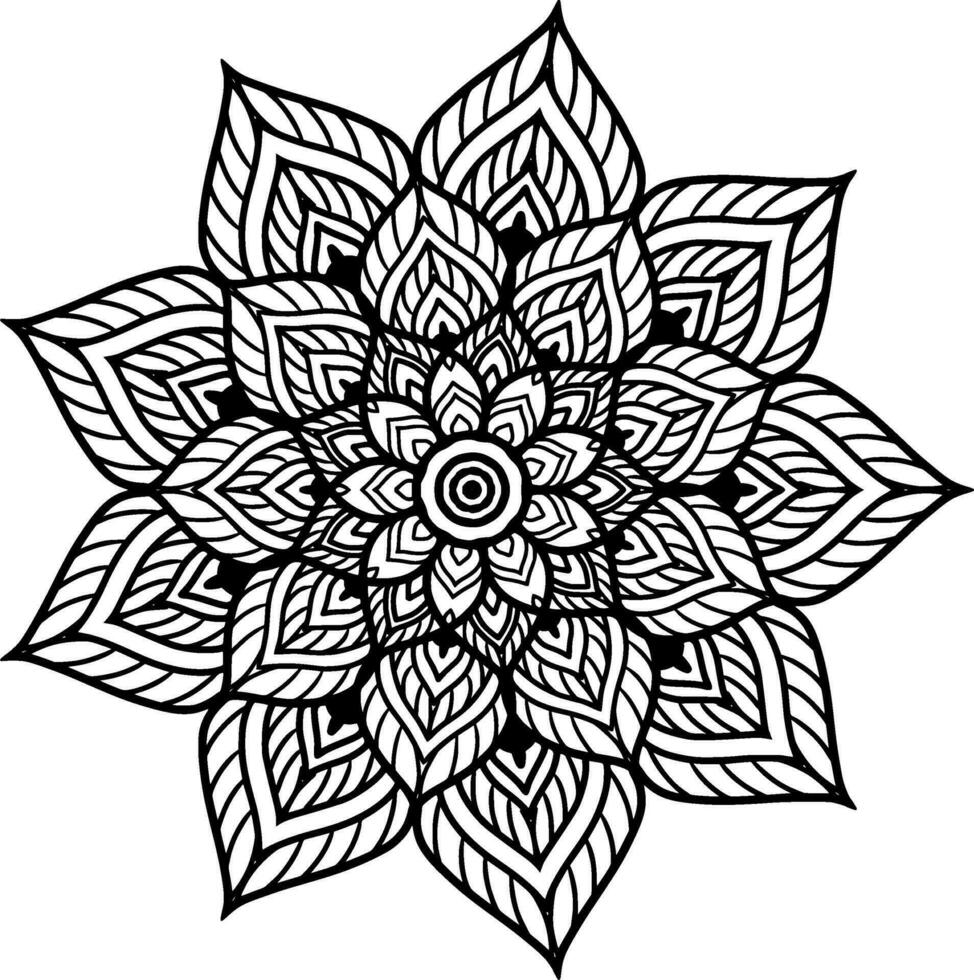 monochroom etnisch mandala ontwerp. anti stress kleur bladzijde voor volwassenen. hand- getrokken zwart en wit vector illustratie