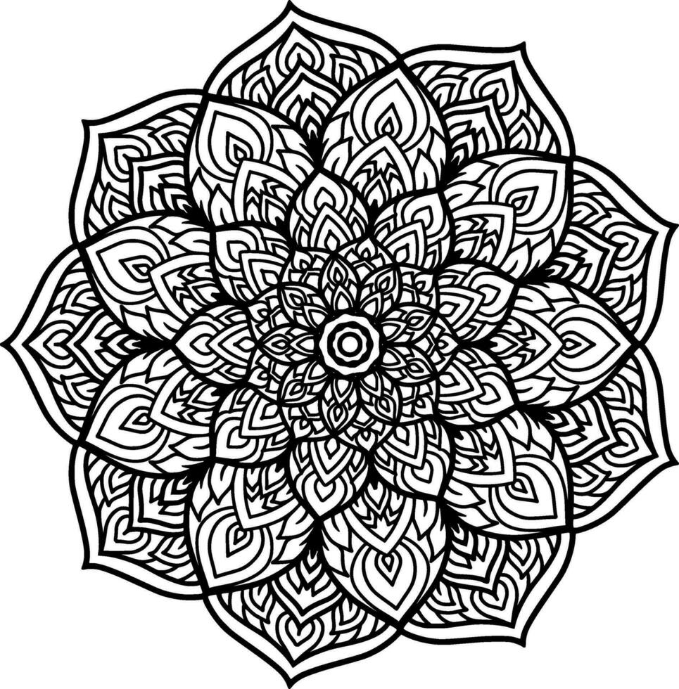 monochroom etnisch mandala ontwerp. anti stress kleur bladzijde voor volwassenen. hand- getrokken zwart en wit vector illustratie