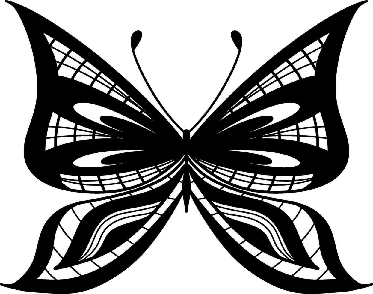 monochroom etnisch vlinder ontwerp. anti stress kleur bladzijde voor volwassenen. hand- getrokken zwart en wit vector illustratie