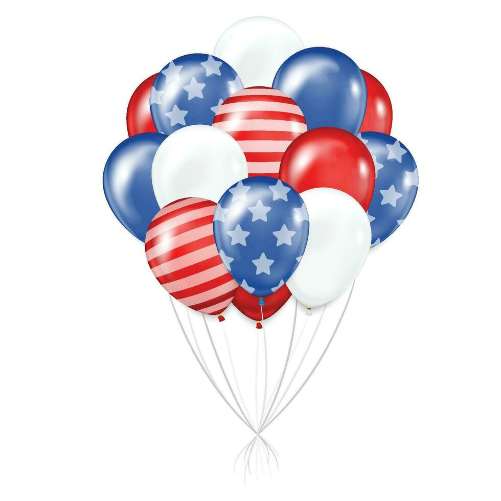 bundel van ballonnen met Verenigde Staten van Amerika vlag. vector