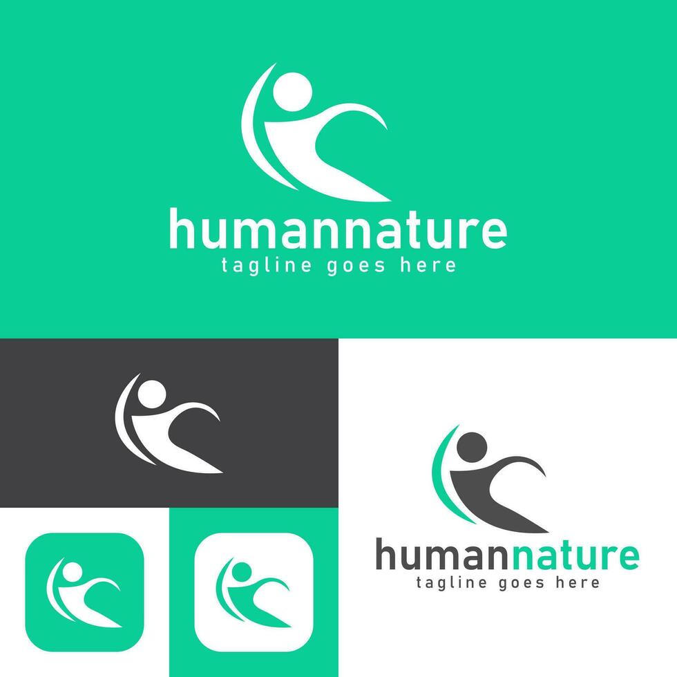 menselijk natuur logo ontwerp.eenvoudig modern abstract vector illustratie icoon stijl ontwerp.minimal zwart en wit kleur.
