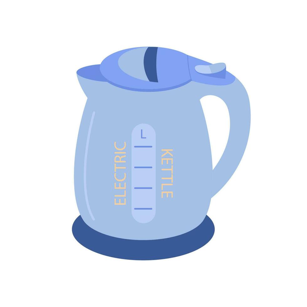 elektrisch ketel. blauw theepot geïsoleerd Aan wit achtergrond. elektronisch keuken toestel en apparaat. vlak vector illustratie