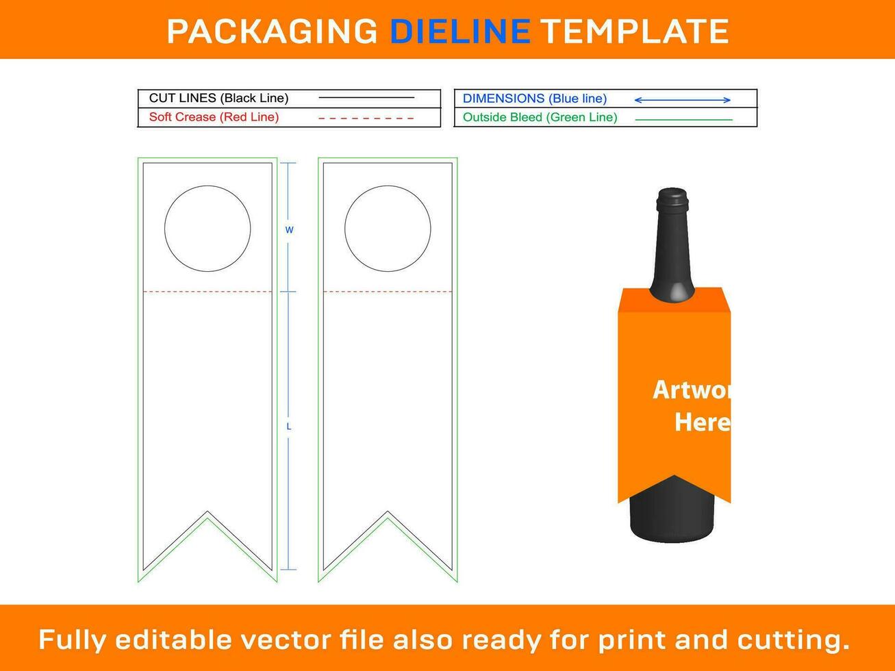 wijn label, dieline sjabloon vector