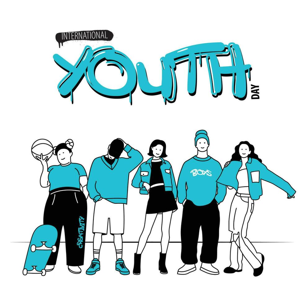 Internationale jeugd dag plein poster vector vlak ontwerp