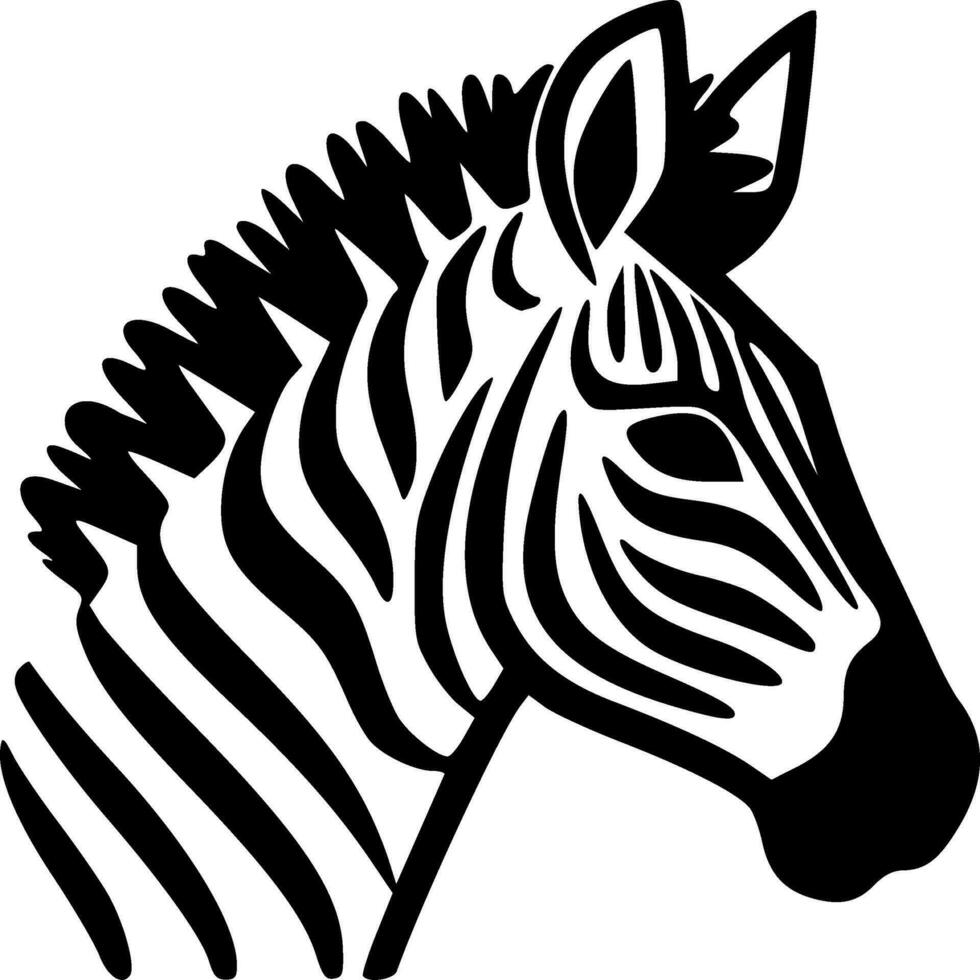 zebra hoofd kant visie zwart contouren monochroom vector illustratie