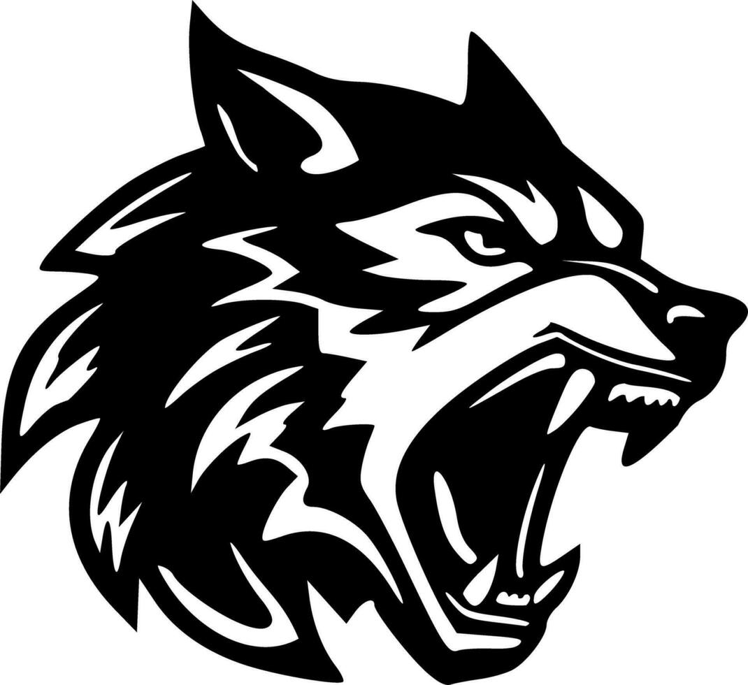 wolf hoofd kant visie logo zwart contouren vector illustratie