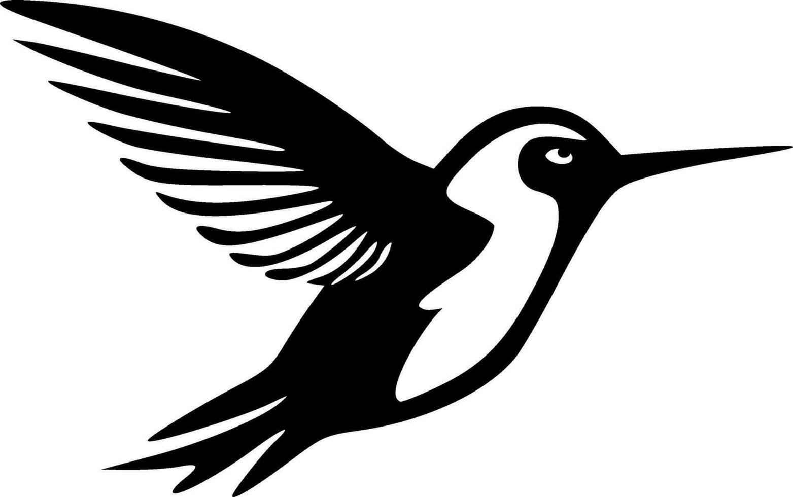 vliegend kolibrie zwart contouren monochroom vector illustratie