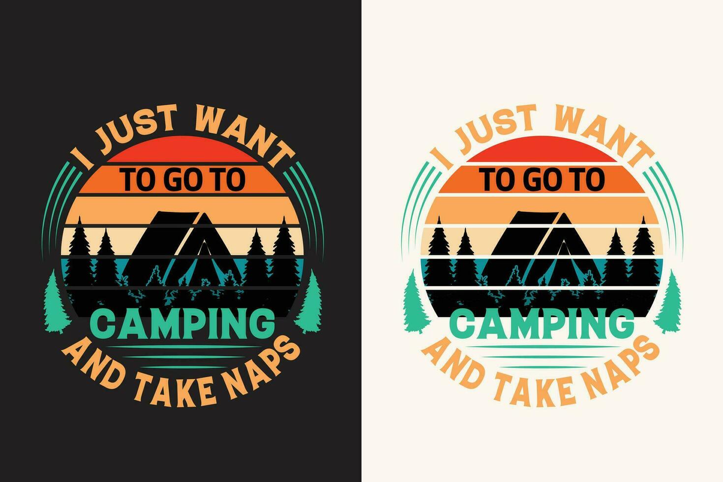 camping t overhemd ontwerp retro wijnoogst kleur afdrukken klaar bestanden vector