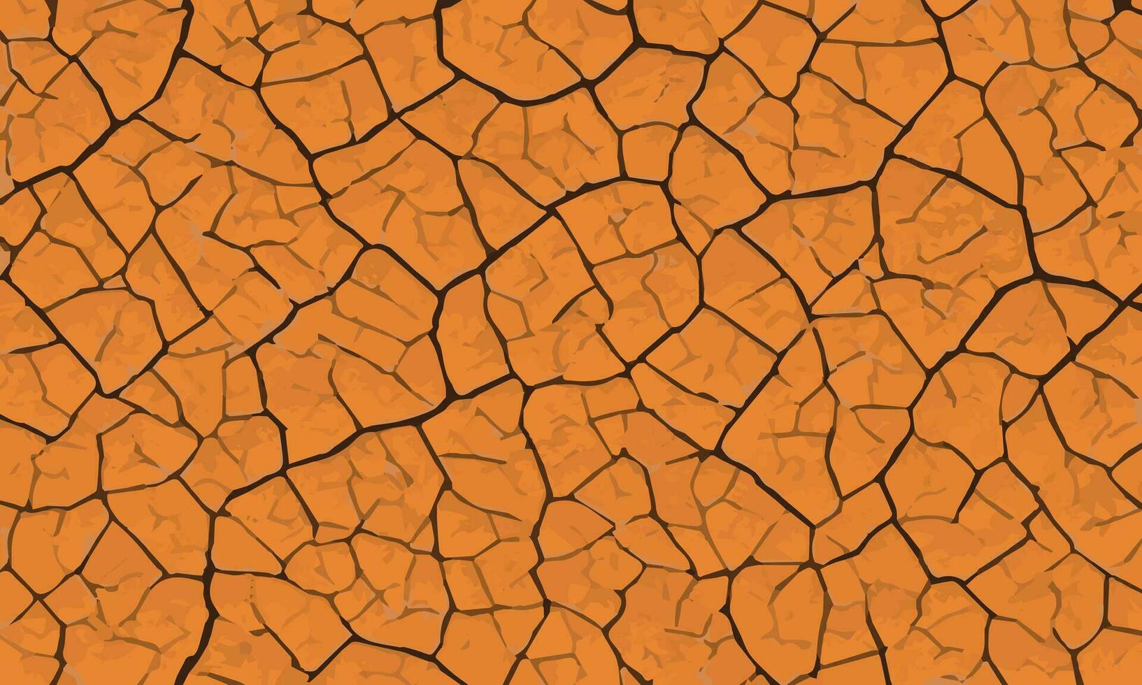 droog en gebroken oranje bodem achtergrond , structuur van grungy droog kraken uitgedroogd aarde vector