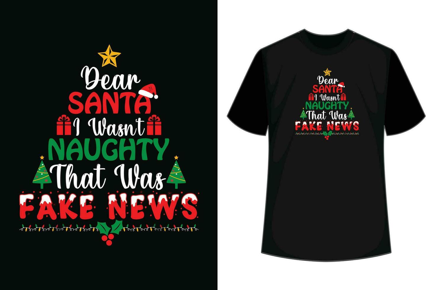 Lieve de kerstman ik was niet ondeugend dat was nep nieuws t-shirt vector