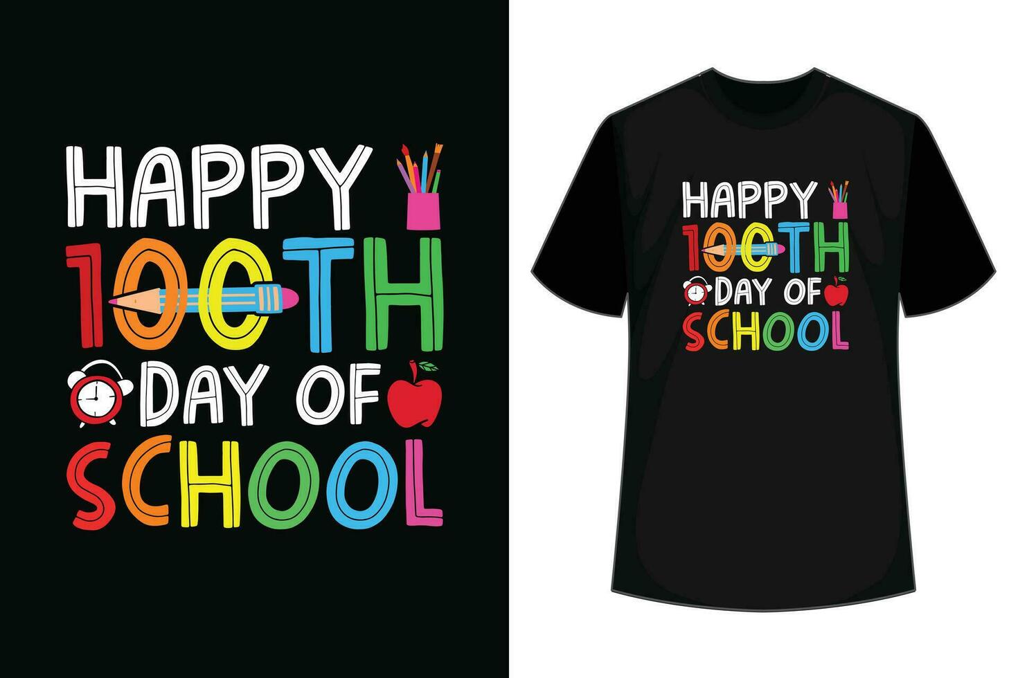 100ste dag van school- leraren kinderen kind gelukkig 100 dagen t-shirt vector