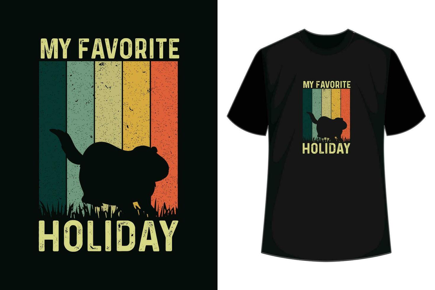 mijn favoriete vakantie grond varken zonsondergang geschenk groundhog dag t-shirt vector