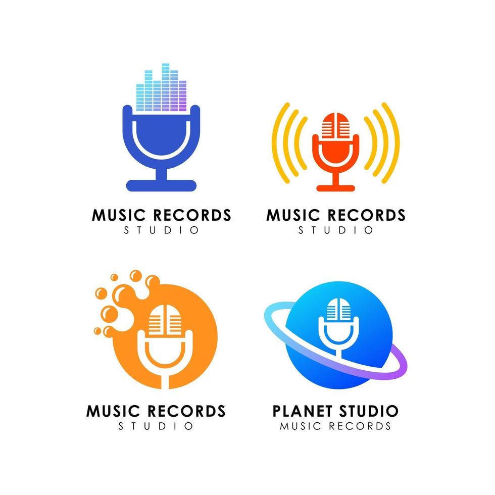 muziekplaten studio logo ontwerp music vector