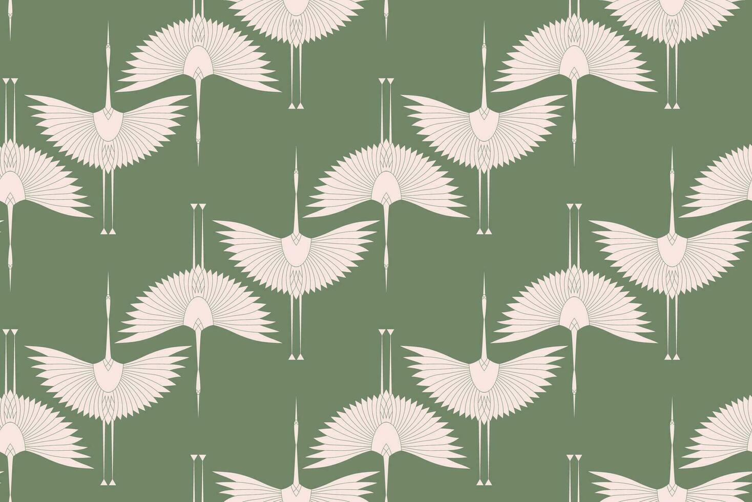 roze reigers in kunst deco stijl. naadloos patroon voor interieur decoratie, textiel. modieus huis decor. vector illustratie structuur geïsoleerd Aan wijnoogst kleuren achtergrond