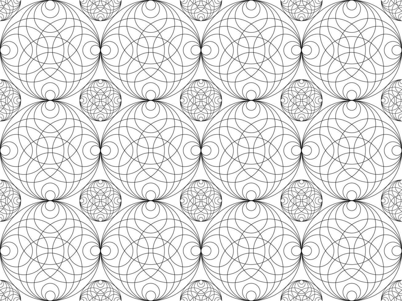 naadloos patroon van heilig mandala sjabloon naar afdrukken en kleur. ronde ontwerp element geïsoleerd Aan wit achtergrond. cirkel structuur in zwart lijnen kleur. vector illustratie decoratie