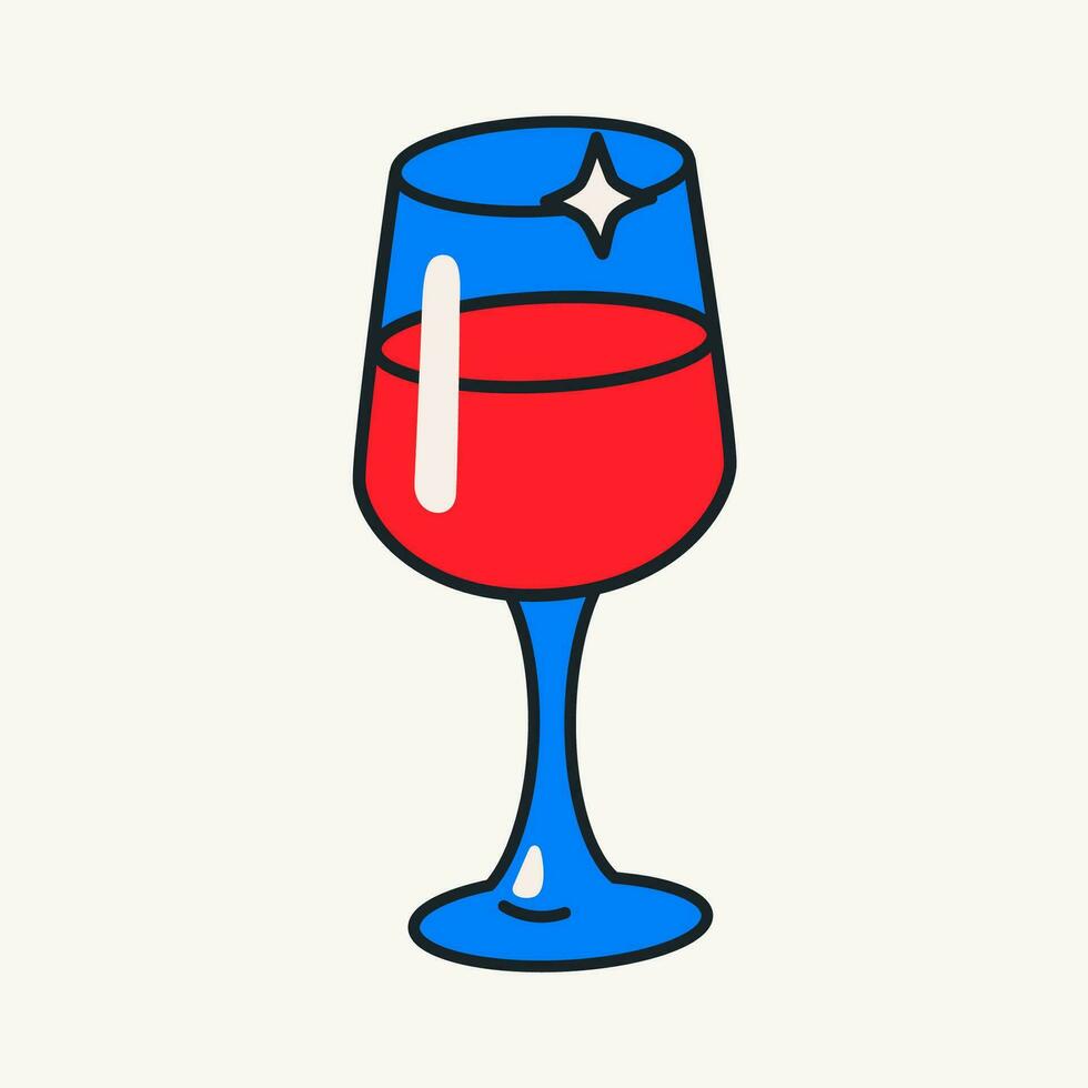 tekenfilm vector grappig schattig grappig karakters, glas van wijn.