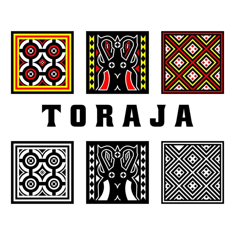 vector reeks van toraja patroon illustraties. het is geschikt voor afdrukken, ontwerp elementen, scherm afdrukken, en ontwerp behoeften met etnisch en toraja thema's.