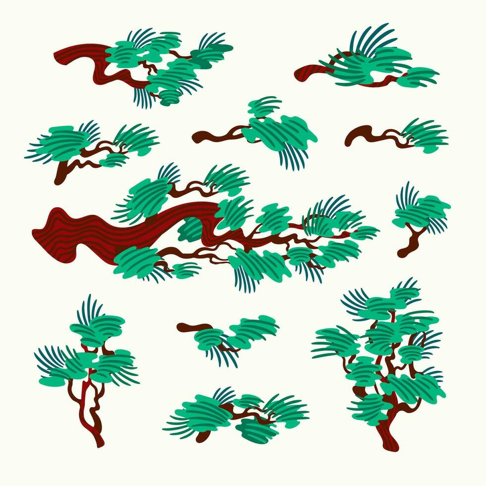 Japans pijnboom boom. biologisch vlak stijl vector illustratie Aan wit achtergrond.