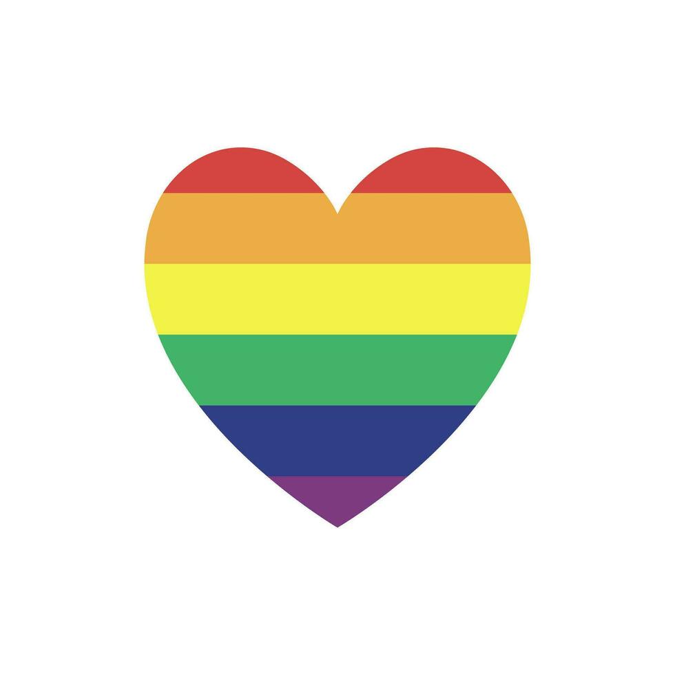 lgbtq trots liefde symbool. hart vormig regenboog vlag hart. verscheidenheid vertegenwoordiging. vector