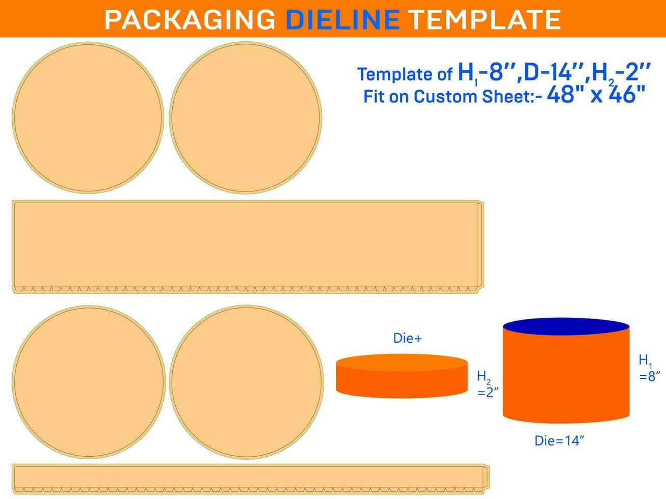 bewaard gebleven roos doos, ronde deksel geschenk doos dieline sjabloon met de dimensie h1 8xd 14xh2 2 inch vector