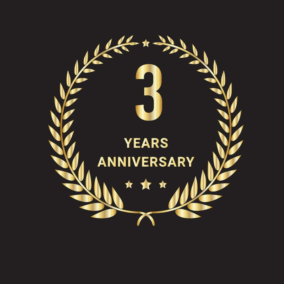 3 jaar verjaardag vieringen logo, vector en grafisch
