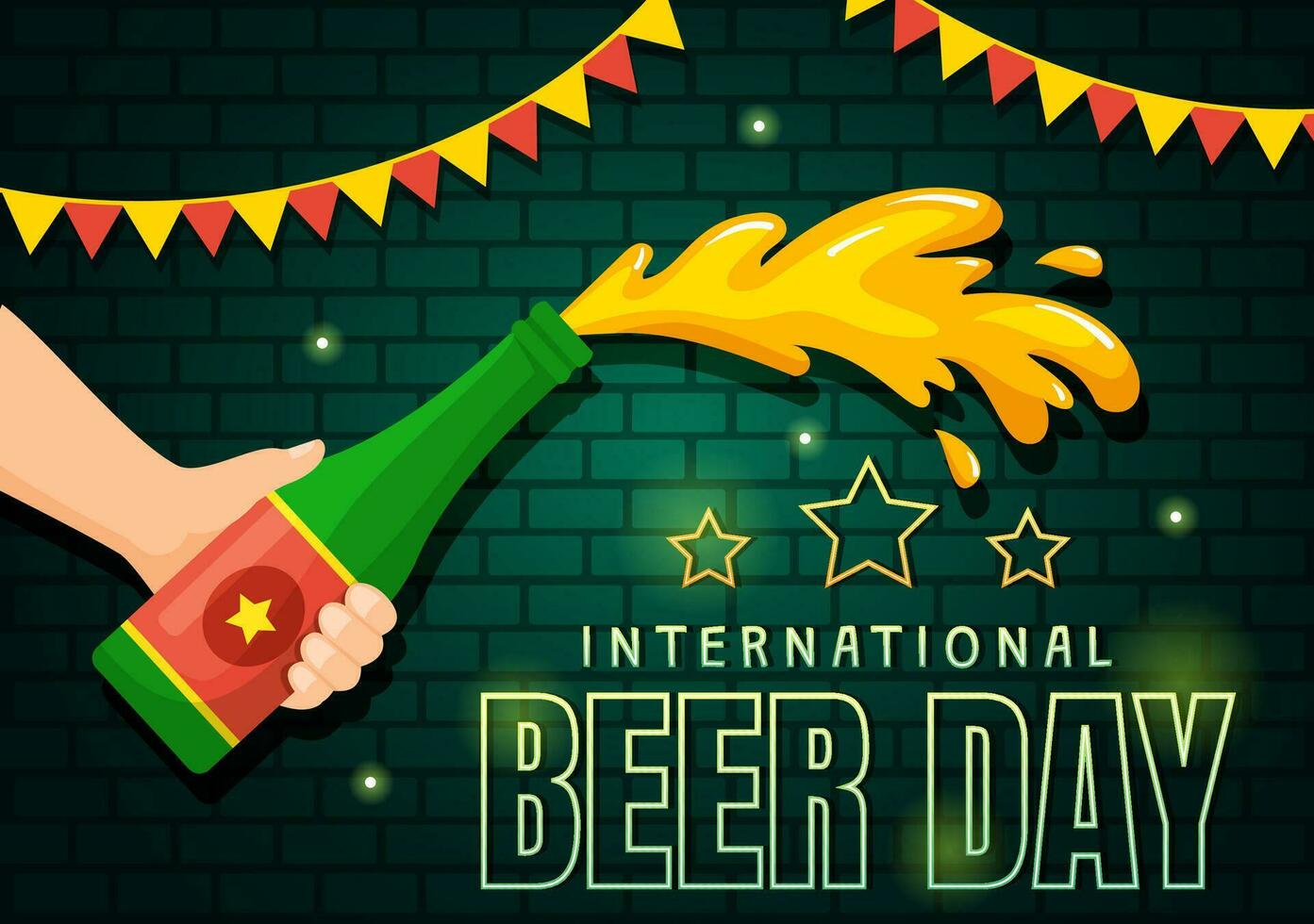 Internationale bier dag vector illustratie met proost bieren viering in vlak tekenfilm hand- getrokken landen bladzijde achtergrond Sjablonen