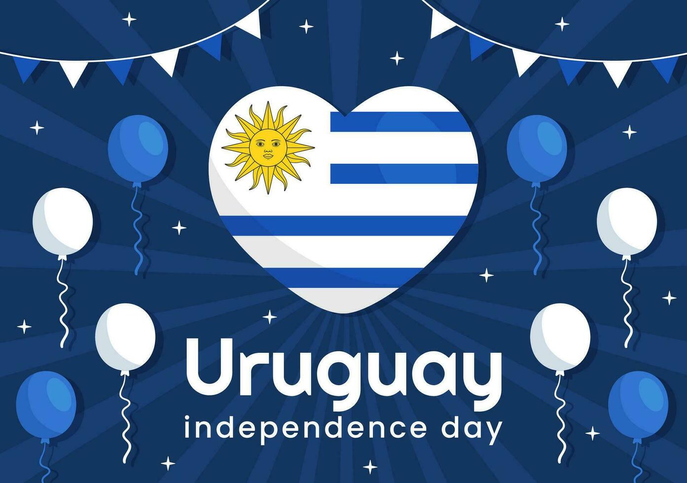 gelukkig Uruguay onafhankelijkheid dag vector illustratie Aan 25 augustus met golvend vlag in nationaal vakantie vlak tekenfilm hand- getrokken Sjablonen