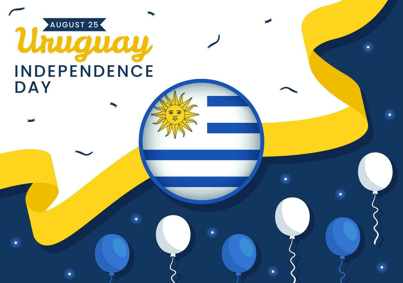 gelukkig Uruguay onafhankelijkheid dag vector illustratie Aan 25 augustus met golvend vlag in nationaal vakantie vlak tekenfilm hand- getrokken Sjablonen