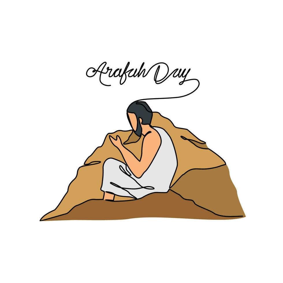 een doorlopend lijn tekening van arafah dag. Islamitisch vakantie dat valt Aan de 9e dag van dhu al-hijjah van de maan- Islamitisch kalender in gemakkelijk lineair stijl. Islamitisch ontwerp concept vector illustratie