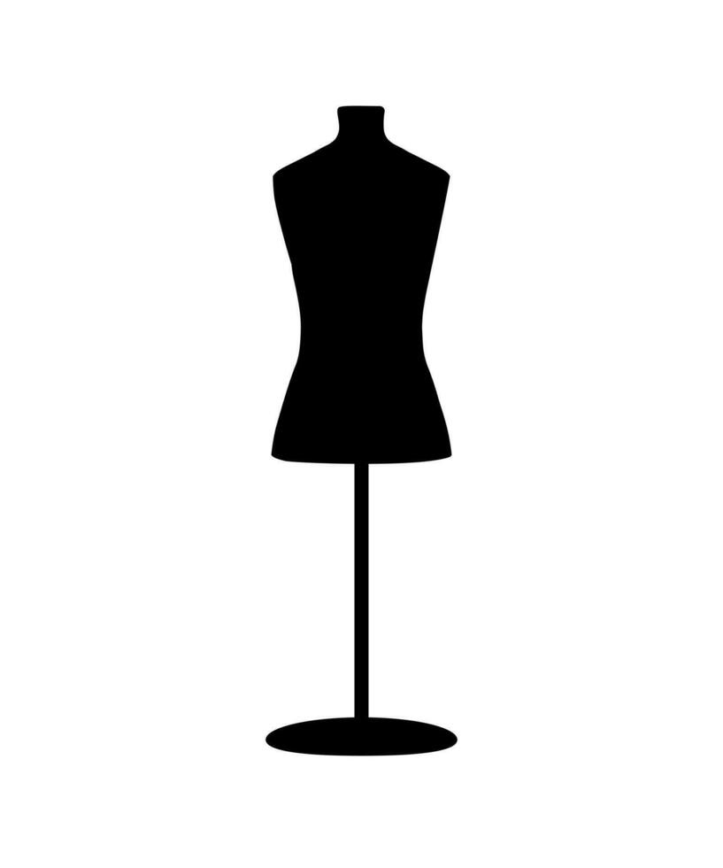 retro kleding mannequin zwart vector silhouet. wijnoogst vrouw dummy jurk mannequin.