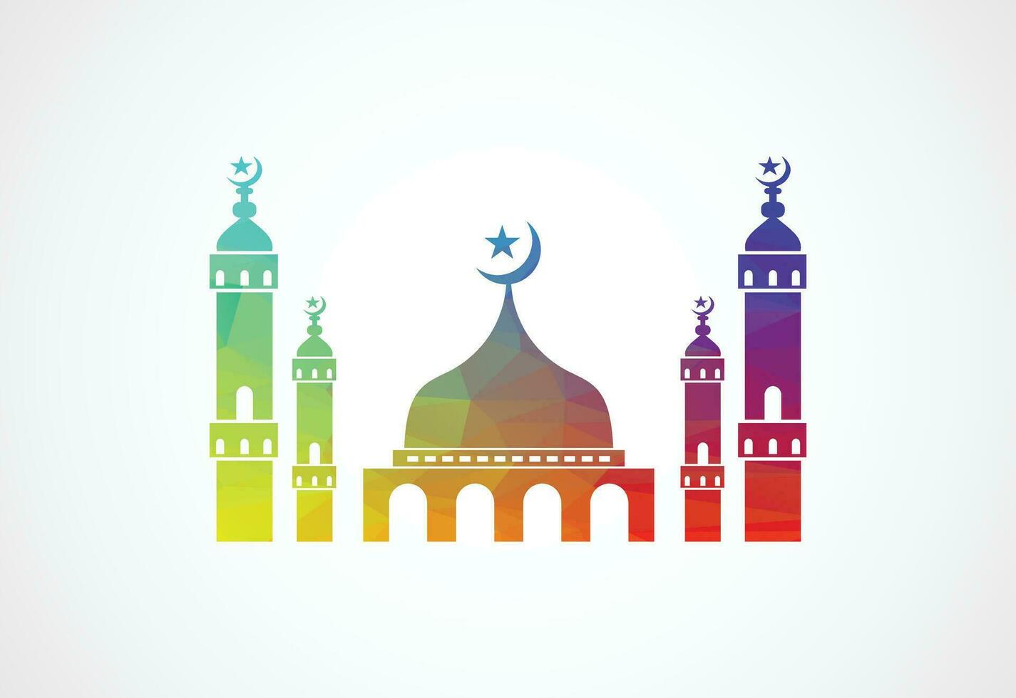 laag poly en moskee logo ontwerp, Islamitisch logo sjabloon, vector illustratie