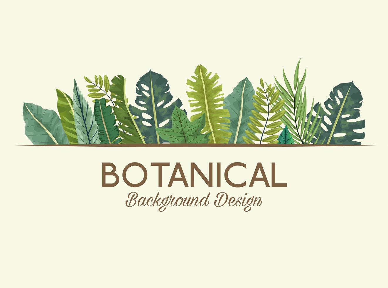 tropische bladeren en belettering botanisch achtergrondontwerp vector