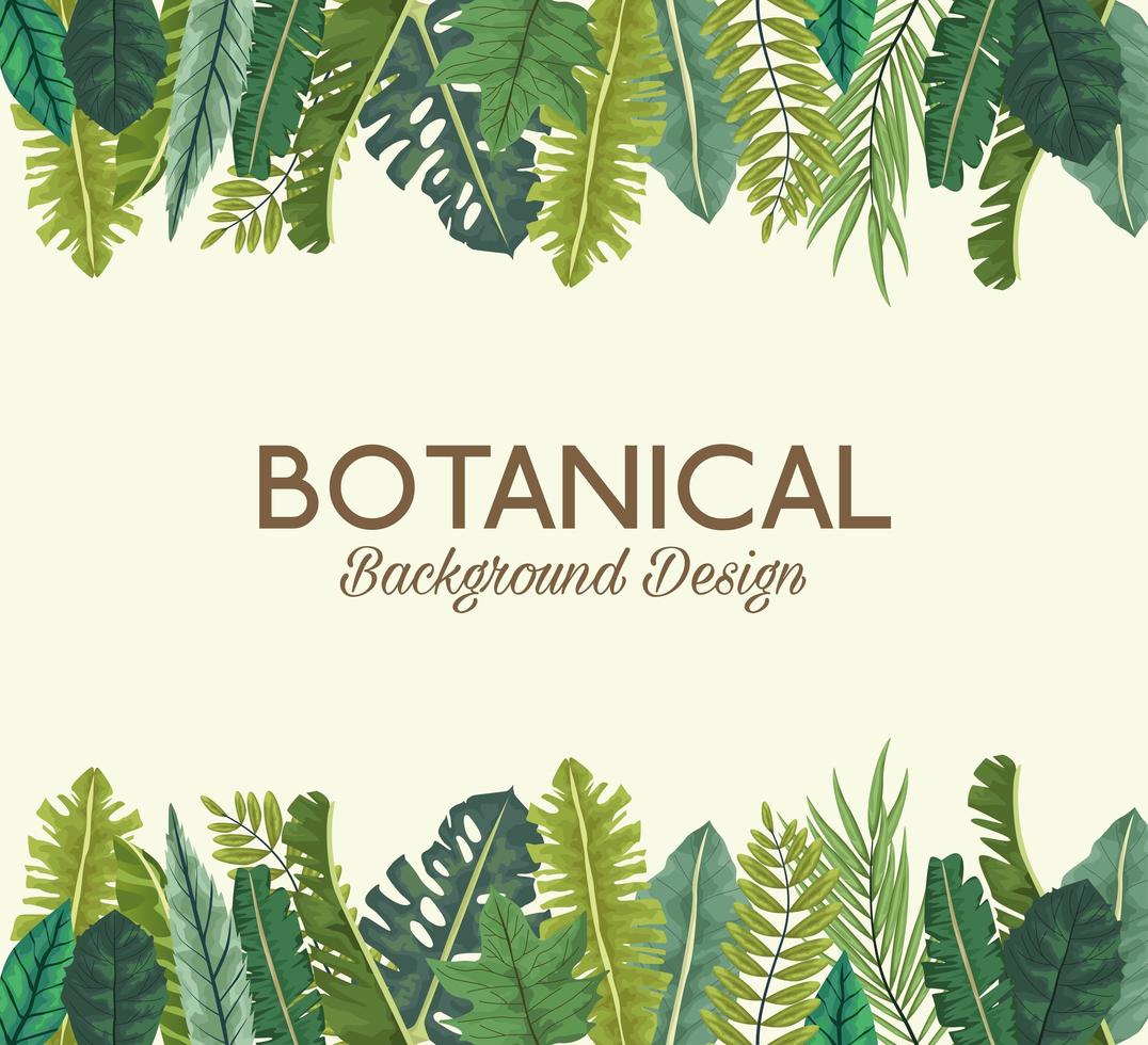 tropische bladeren en belettering botanisch achtergrondontwerp vector