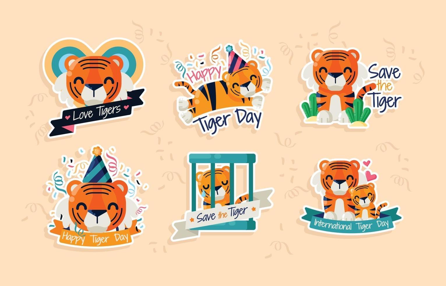 tijger dag sticker vector