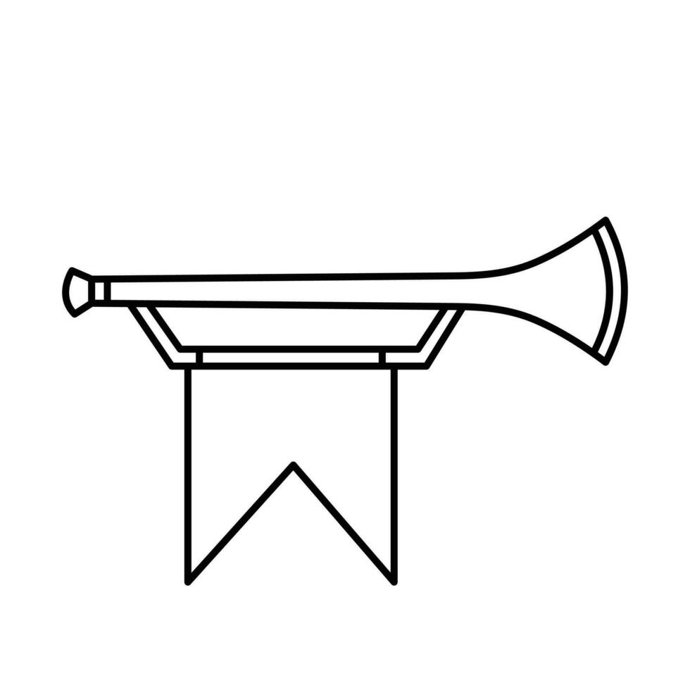 koninkrijk fantasie trompet zwart en wit vector icoon met schets geïsoleerd Aan plein wit achtergrond. gemakkelijk vlak minimalistische tekenfilm kunst gestileerd tekening.