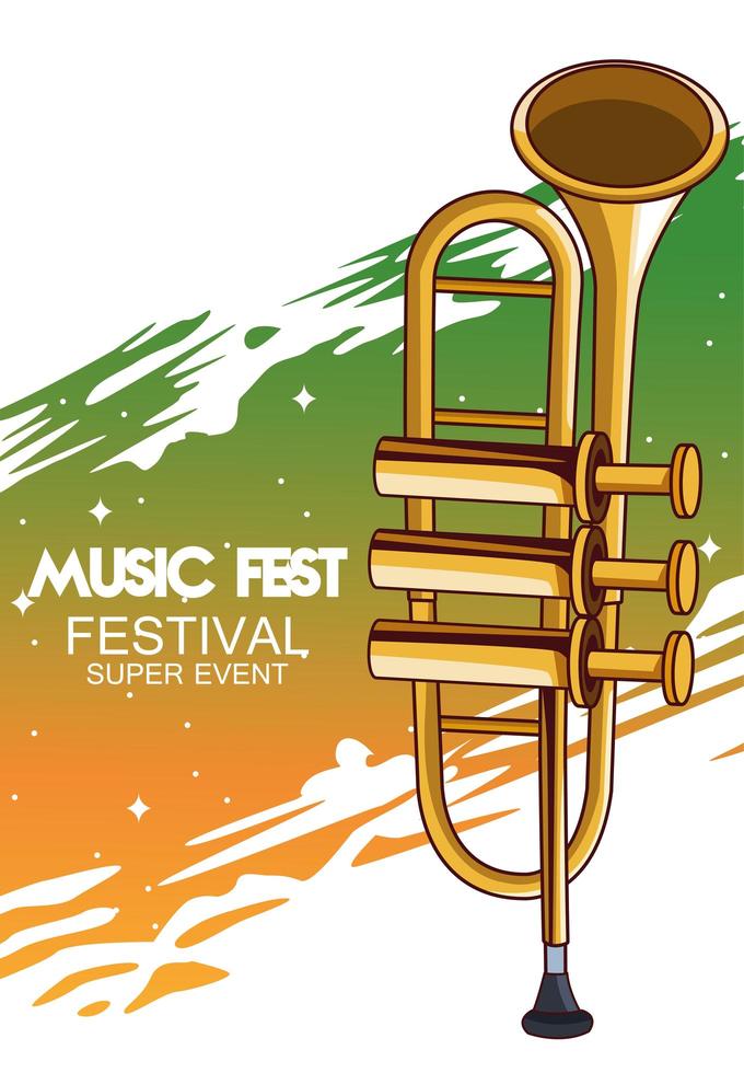 muziekfeest poster met trompetten vector