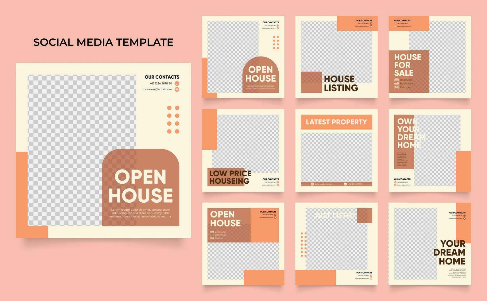 sociale media sjabloon banner huis architectuur service promotie vector