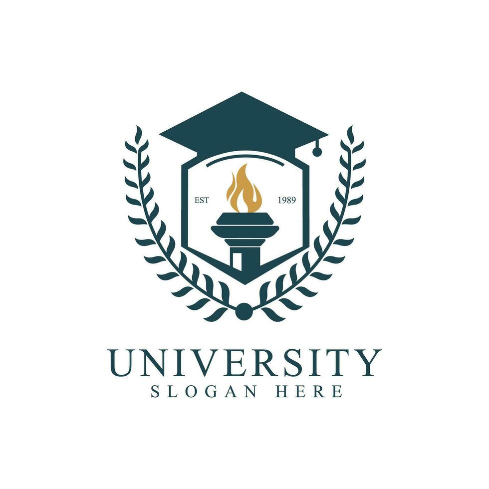 Universiteit college school- insigne logo ontwerp vector afbeelding. onderwijs insigne logo ontwerp. Universiteit hoog school- embleem