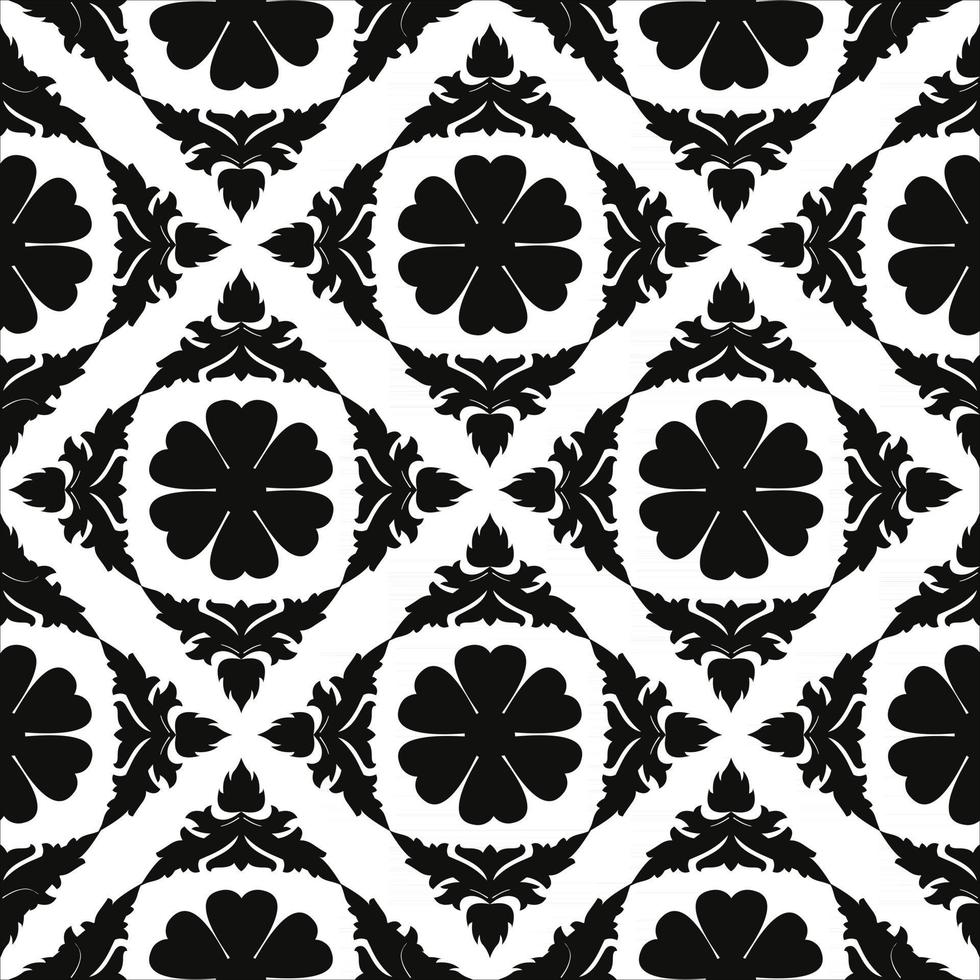 vintage naadloos zwart-wit bloemenpatroon vector