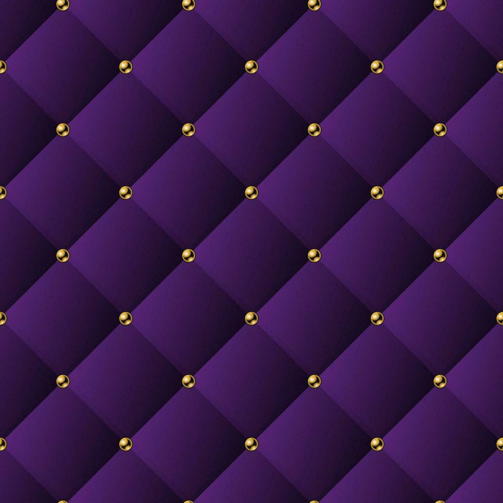 klassiek volume naadloos patroon met plein rooster en gouden toetsen. groen achtergrond Leuk vinden sofa bekleding. Purper kleur vector