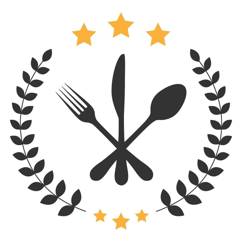 illustratie logo van restaurant bedrijf met laurier krans vector