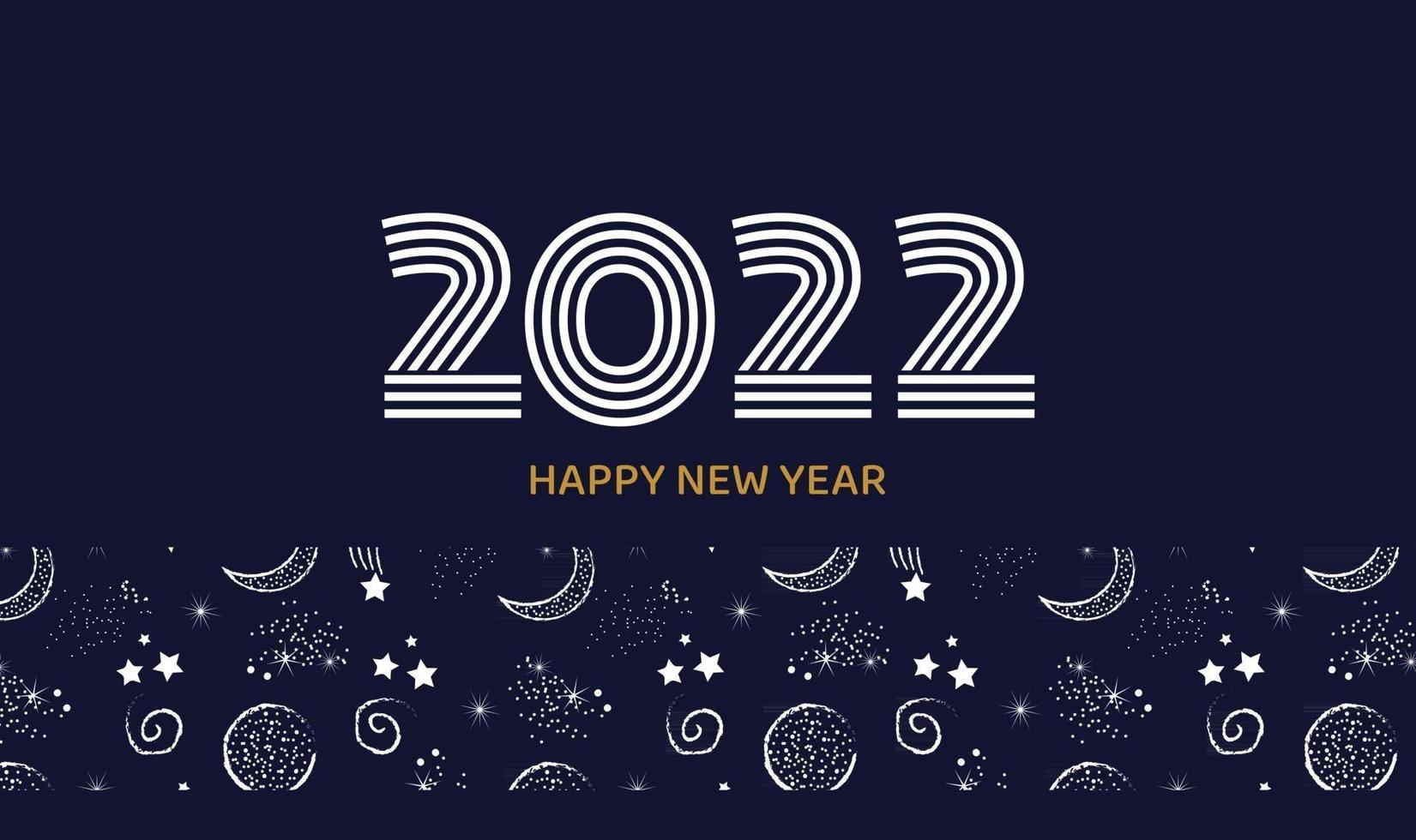 briefkaart of horizontale banner gelukkig nieuwjaar 2022 in donkerblauwe kleur met ruimte achtergrond vector background