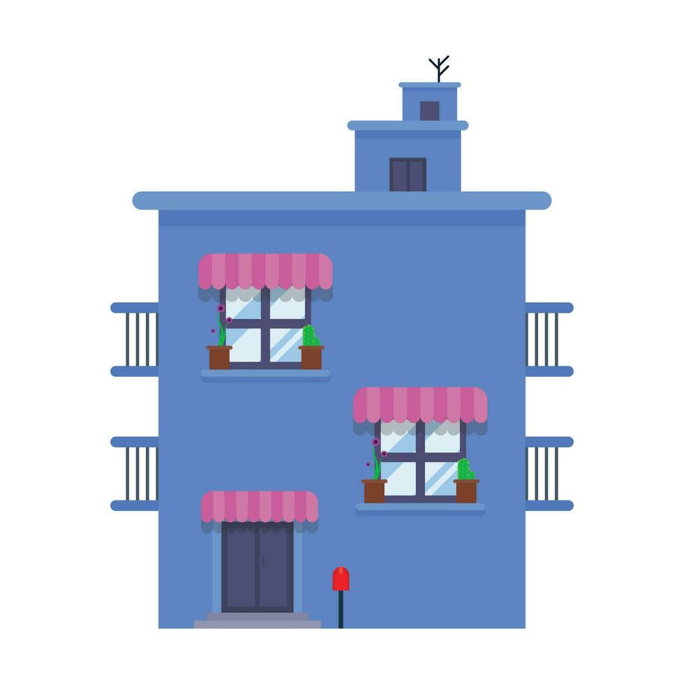 gemakkelijk twee verdieping huis. voorkant visie leven huis. vector illustratie