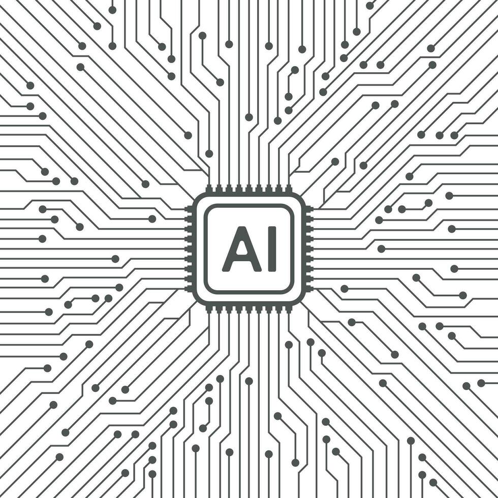 kunstmatig intelligentie- stroomkring lijn stijl. machine aan het leren ontwerp. slim netwerk digitaal technologie. ai. vector illustratie