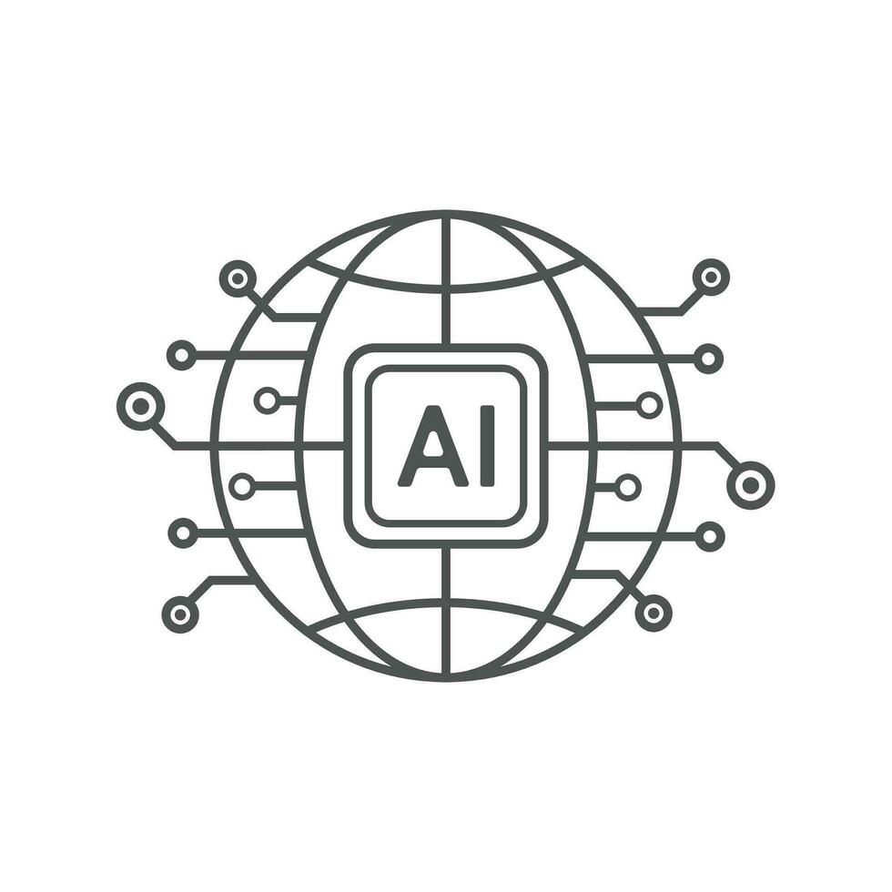 kunstmatig intelligentie- stroomkring lijn stijl. machine aan het leren ontwerp. slim netwerk digitaal technologie. ai. vector illustratie